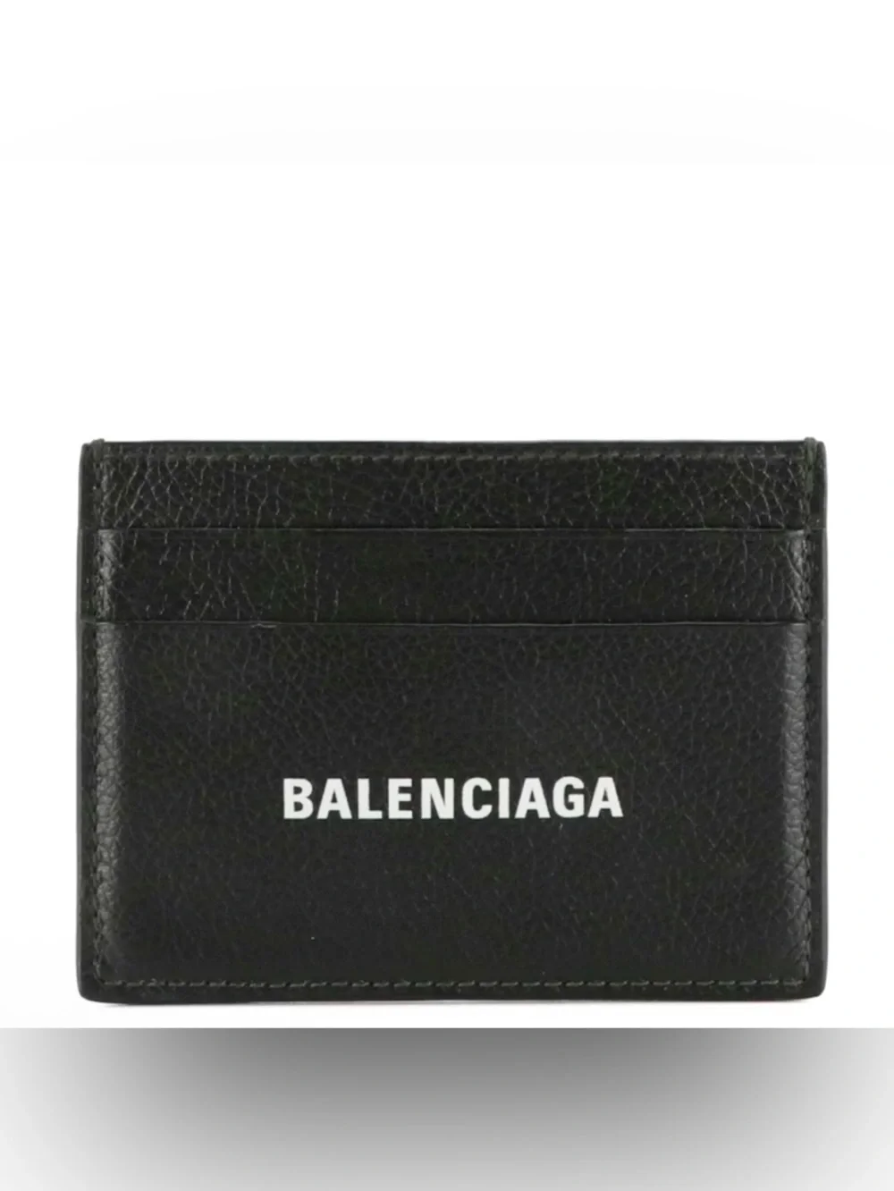 Balenciaga Black Pebbled Leather Card Case with Box